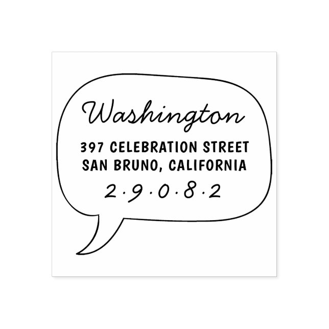 Speech Bubble Drawing Family Name Return Address Rubber Stamp (Imprint)