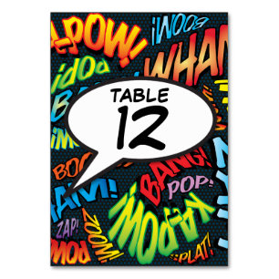 Speech Bubble Fun Retro Comic Book Table Number