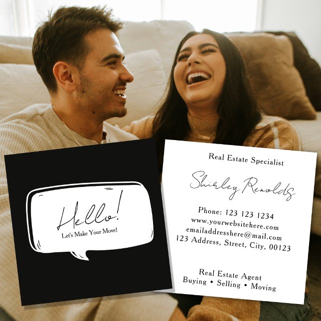 Speech Bubble Real Estate Business Card | black (Creator Uploaded)