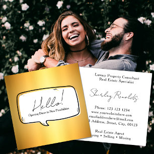 Speech Bubble Real Estate Business Card gold