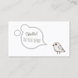 Speech Cloud Tweet Bird Babysitting Childcare Card