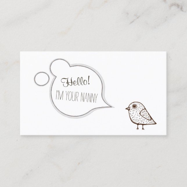 Speech Cloud Tweet Bird Babysitting Childcare Card (Front)