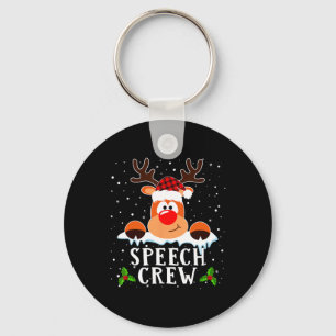 Speech Crew Reindeer Santa Hat Buffalo Red Plaid C Key Ring