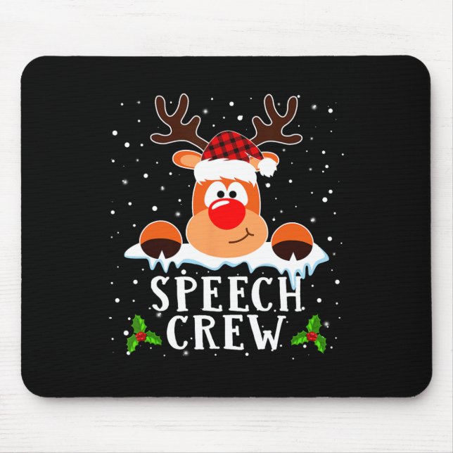 Speech Crew Reindeer Santa Hat Buffalo Red Plaid C Mouse Mat (Front)