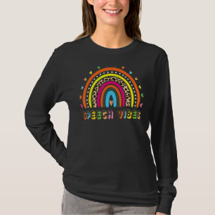 Speech Language Pathologist Boho Rainbow Speech V T-Shirt