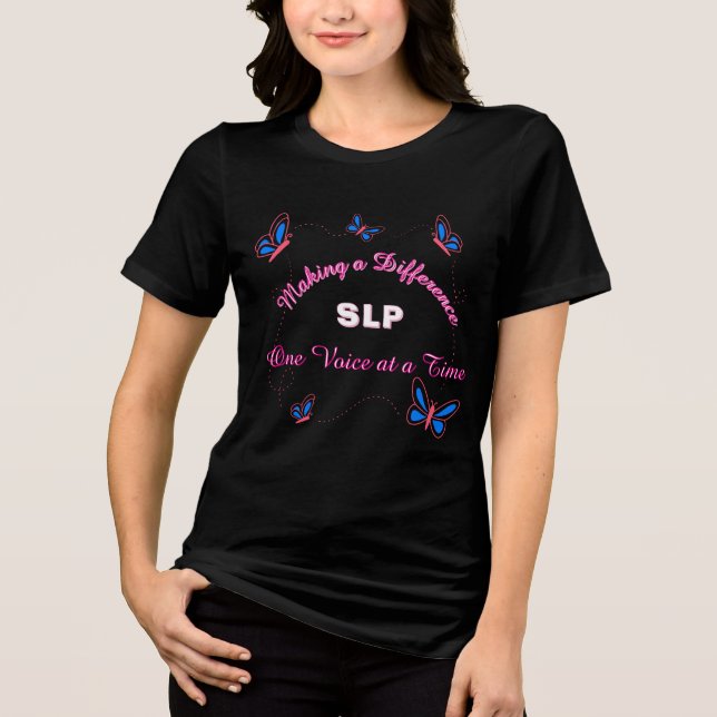 Speech Language Pathologist Butterfly Design Tri-Blend Shirt (Front)