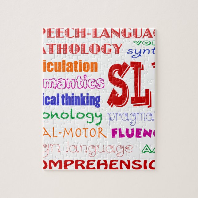 Speech Language Pathologist Colourful Fun Font Jigsaw Puzzle (Vertical)