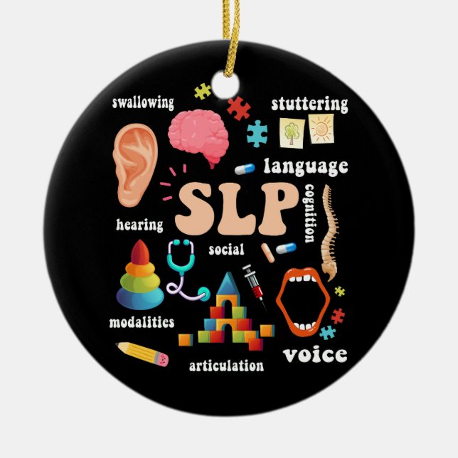 Speech Language Pathologist Pathology Speech Thera Ceramic Tree Decoration (Front)