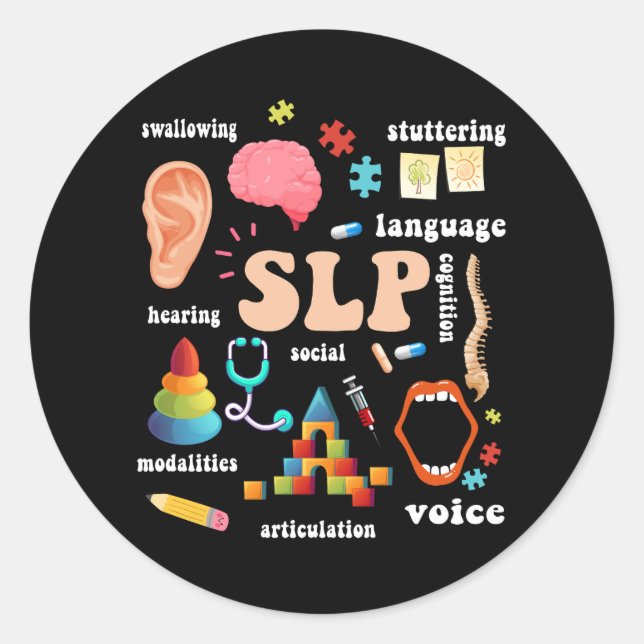 Speech Language Pathologist Pathology Speech Thera Classic Round Sticker (Front)