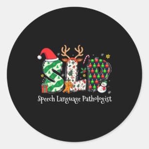 Speech Language Pathologist Reindeer Santa Hat Slp Classic Round Sticker