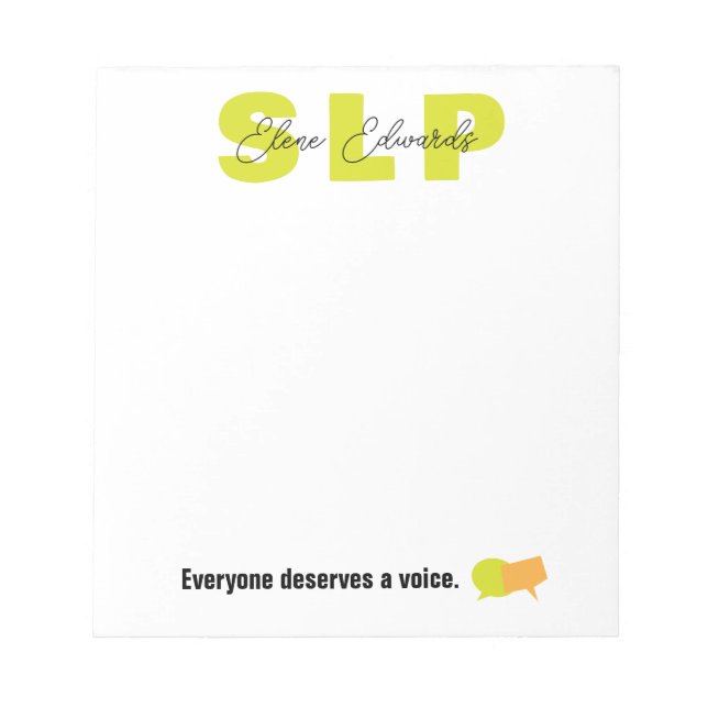 Speech Language Pathologist Therapist  Notepad (Front)