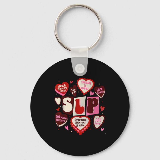 Speech language pathologist valentines day slp key ring (Front)