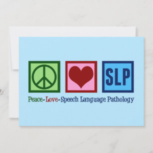 Speech Language Pathology Peace Love SLP Blue Holiday Card