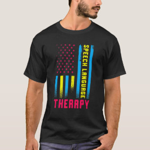 Speech Language Therapy US Flag SLP Speechie T-Shirt