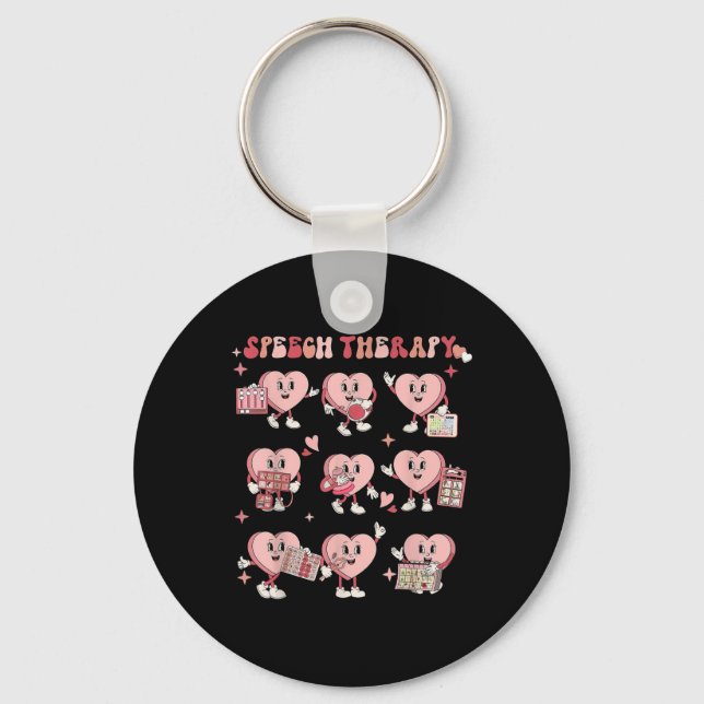 Speech Langugage Pathology Heart Slp Therapy Valen Key Ring (Front)