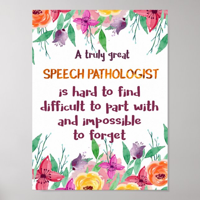 Speech Pathologist Gift School Language Therapist Poster (Front)