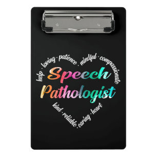 Speech Pathologist Heart Word Cloud Watercolor Mini Clipboard