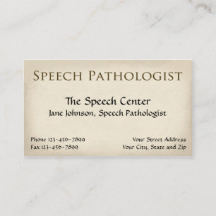 Speech Pathologist Therapist Business Card