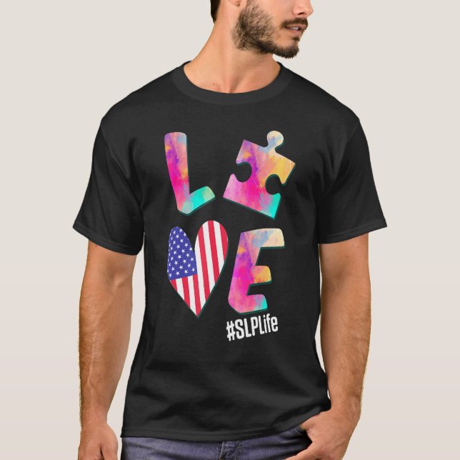 Speech Pathology Therapy Puzzles Autism Awareness  T-Shirt (Front)