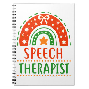 Speech Therapist Christmas Boho Rainbow Notebook