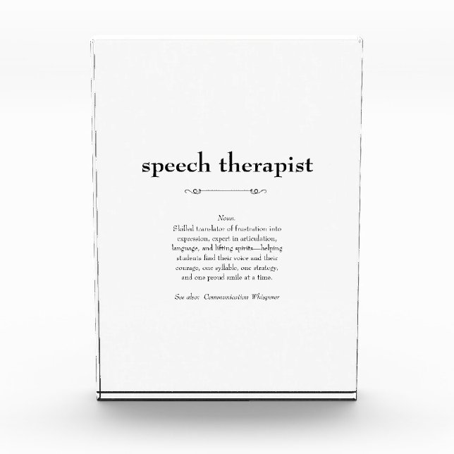 Speech Therapist Definition Thank You Gift Photo Block (Front)