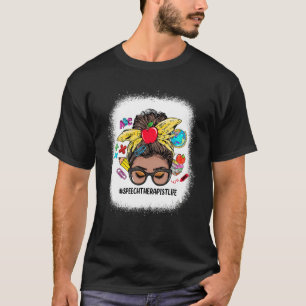 Speech Therapist Life Messy Bun Black Women Back T T-Shirt
