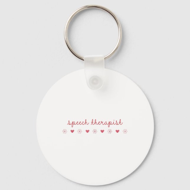Speech Therapist Valentines Day Daisy Slp Therapy  Key Ring (Front)