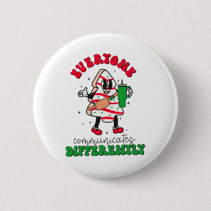 Speech Therapy Christmas Everyone Communicate Diff 6 Cm Round Badge