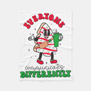 Speech Therapy Christmas Everyone Communicate Diff Fleece Blanket