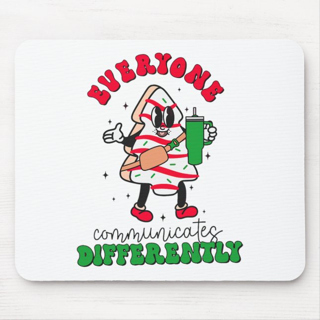 Speech Therapy Christmas Everyone Communicate Diff Mouse Mat (Front)