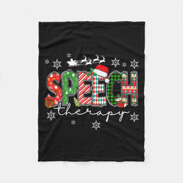 Speech Therapy Christmas Sweater Santa Holiday Fun Fleece Blanket (Front)