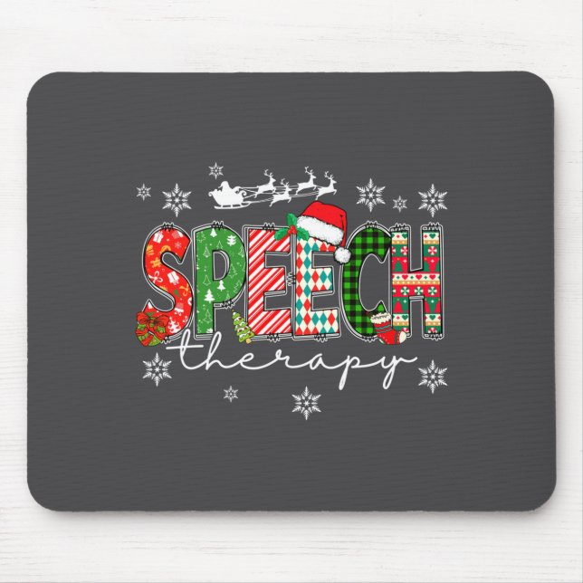 Speech Therapy Christmas Sweater Santa Holiday Fun Mouse Mat (Front)