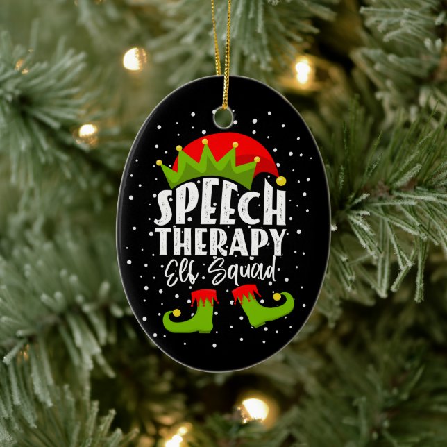 Speech Therapy Elf Squad Christmas SLP Therapist Ceramic Tree Decoration (Tree)