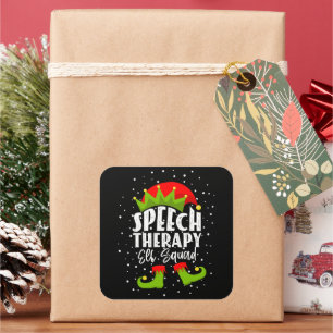 Speech Therapy Elf Squad Christmas SLP Therapist Square Sticker