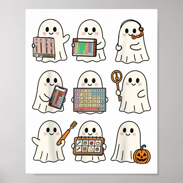 Speech Therapy Halloween Ghost Speech Language Pat Poster (Front)