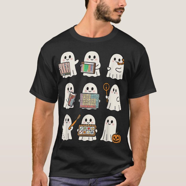 Speech Therapy Halloween Ghost Speech Language  T-Shirt (Front)