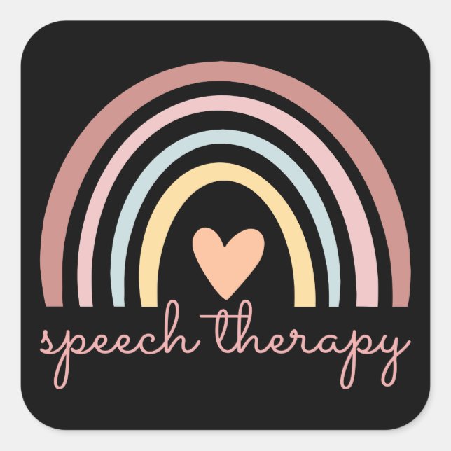 Speech Therapy I - Boho Rainbow Square Sticker (Front)