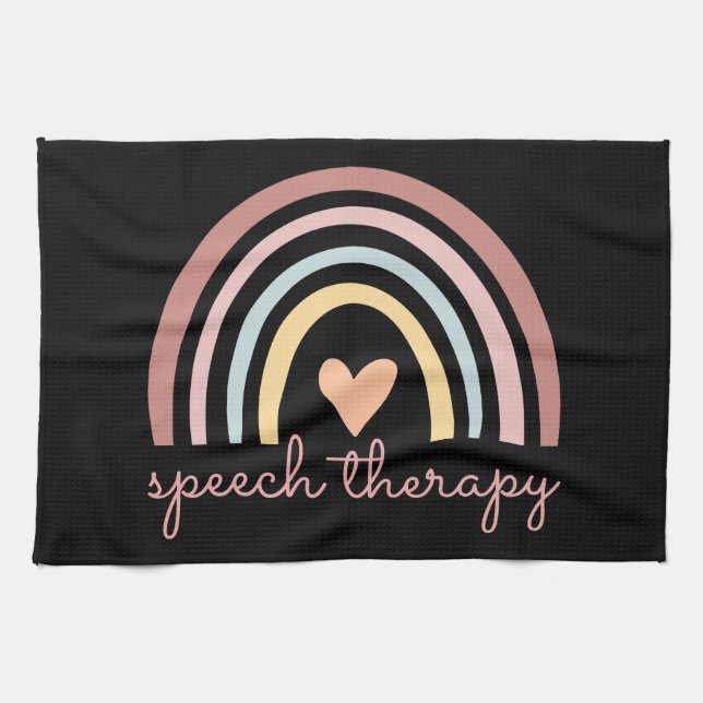 Speech Therapy I - Boho Rainbow Tea Towel (Horizontal)