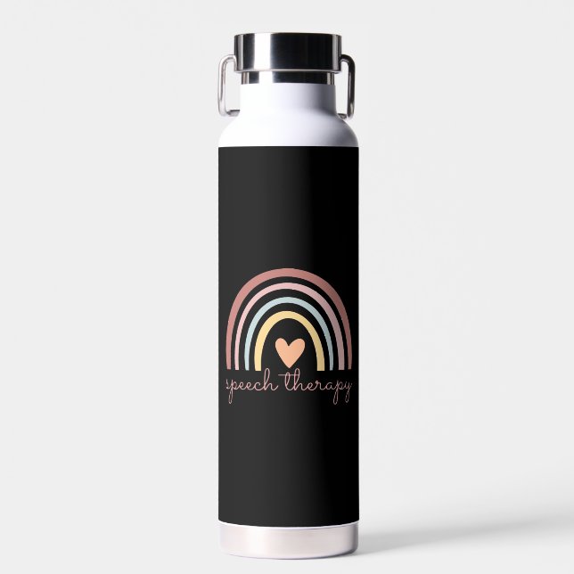 Speech Therapy I - Boho Rainbow Water Bottle (Front)