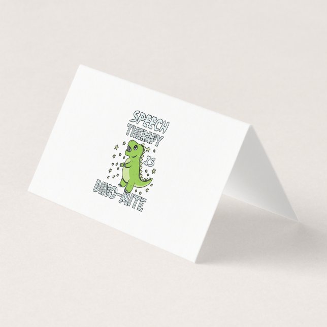 Speech Therapy Is Dino-Mate Therapist Pun Gift Business Card (Front)