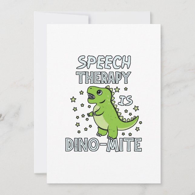 Speech Therapy Is Dino-Mate Therapist Pun Gift Holiday Card (Front)