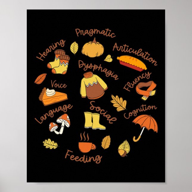 Speech Therapy Language Pathology Thanksgiving Slp Poster (Front)