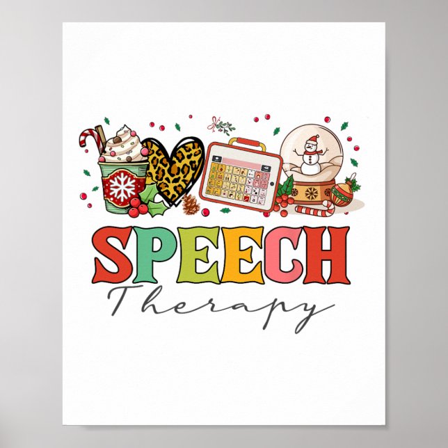 Speech Therapy Pathologist Slp Christmas Thanksgiv Poster (Front)