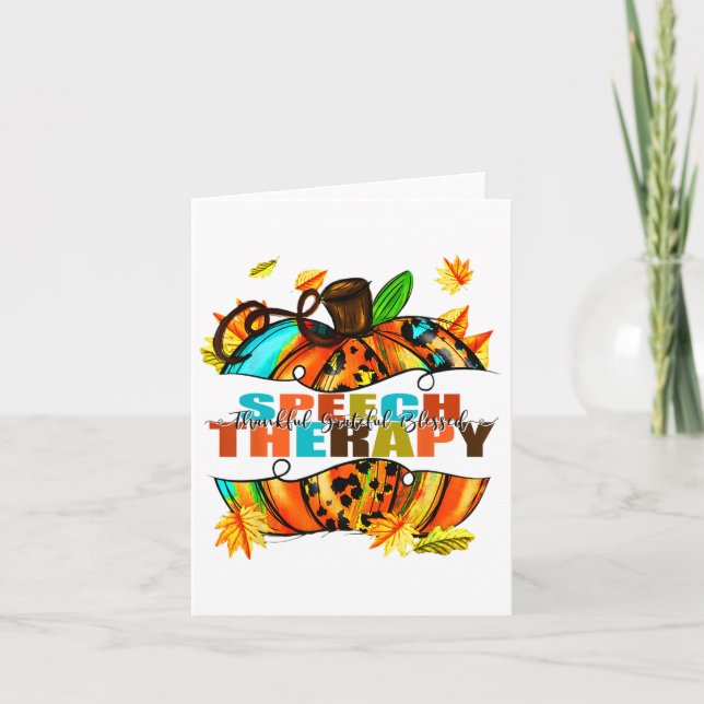 Speech Therapy Pumpkin Autumn Fall Thanksgiving Ha Card (Front)