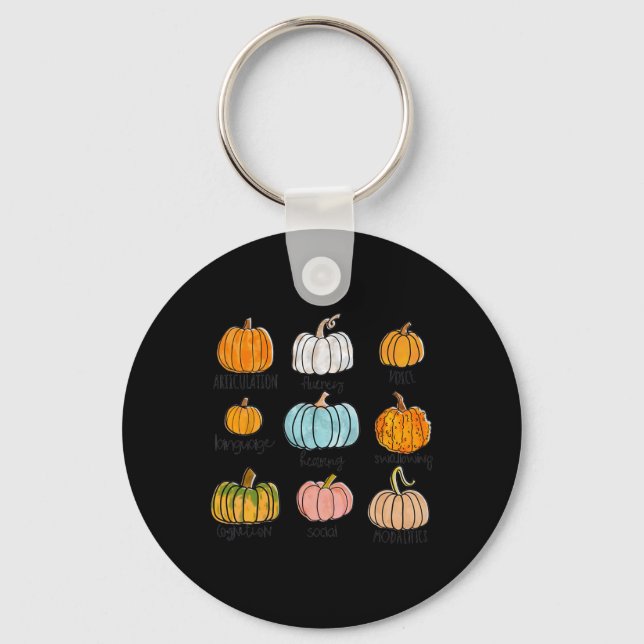 Speech Therapy Pumpkin Sped Teachers SLP Neurodive Key Ring (Front)