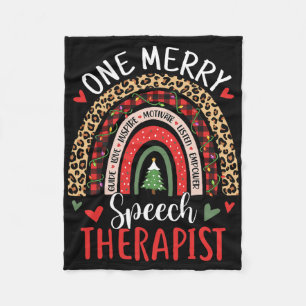 Speech Therapy Rainbow Christmas Speech Language P Fleece Blanket