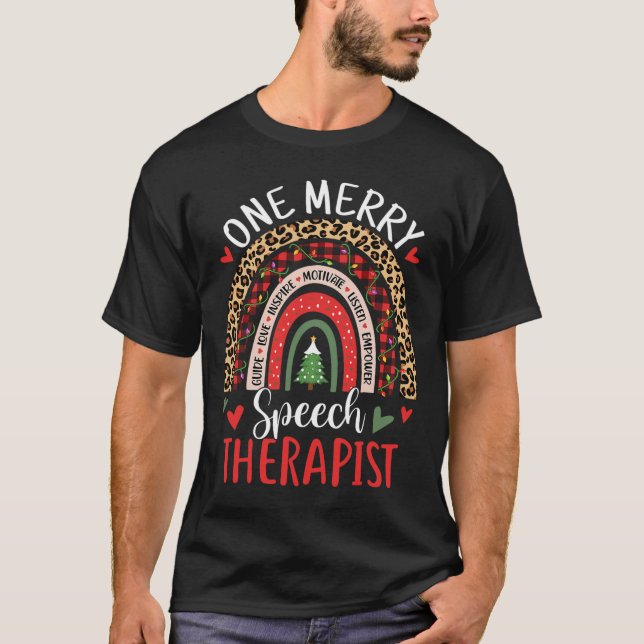 Speech Therapy Rainbow Christmas Speech Language P T-Shirt (Front)