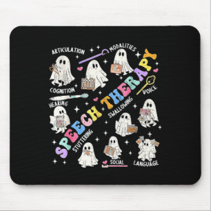 Speech Therapy Retro Groovy Funny Halloween Ghost Mouse Mat
