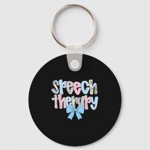 Speech Therapy Retro Groovy Language Pathologist T Key Ring