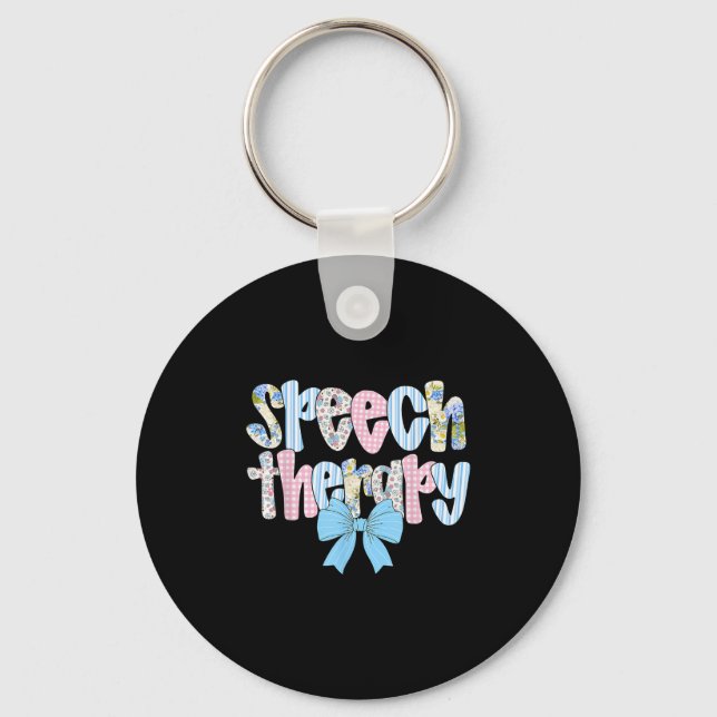 Speech Therapy Retro Groovy Language Pathologist T Key Ring (Front)